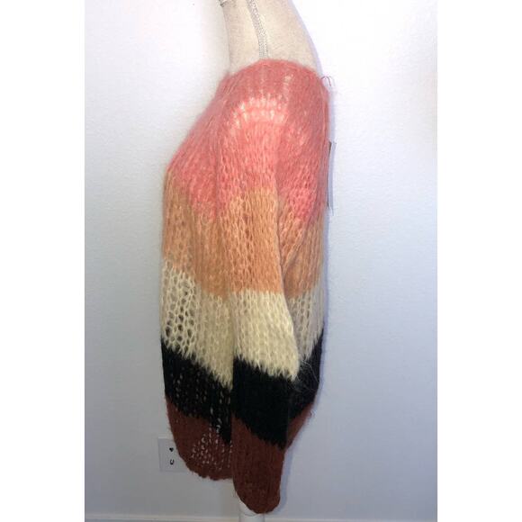Maiami Mohair Knit Multi Colored Striped Sweater Anthropologie Medium - Picture 3 of 5